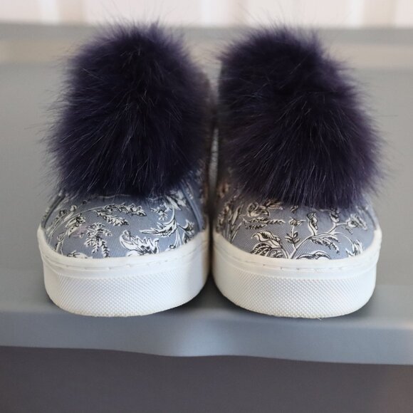 Sam Edelman Leya Sneaker  Pom Pom Slip on Sneakers Blue Denim Floral Size 9 - Picture 7 of 14